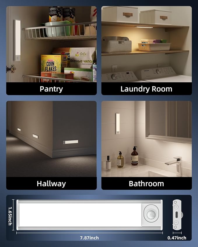 6-Pack Under Cabinet Lighting Wireless, 1800mAh Rechargeable Motion Sensor - Image 9