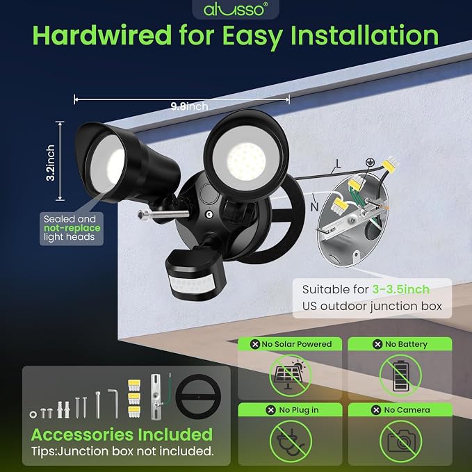 ALUSSO Motion Sensor Outdoor Lights, 30W 3500LM Flood Lights Outdoor 120V - Image 2