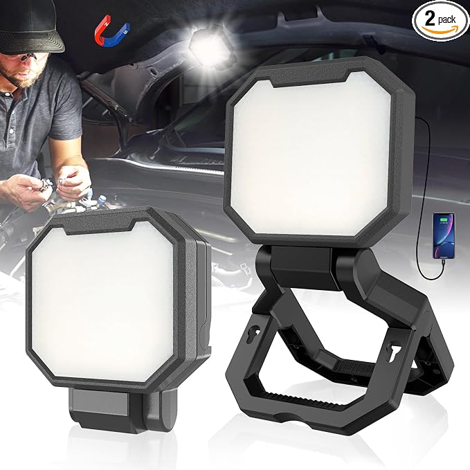 HYPERLITE Rechargeable Work Light 2pack 40W 4000Lumens, Hanging Hook Folding by HYPERLITE