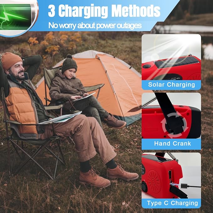 Emergency Hand Crank Weather Radio, AM/FM NOAA Portable Solar Radio - Image 3