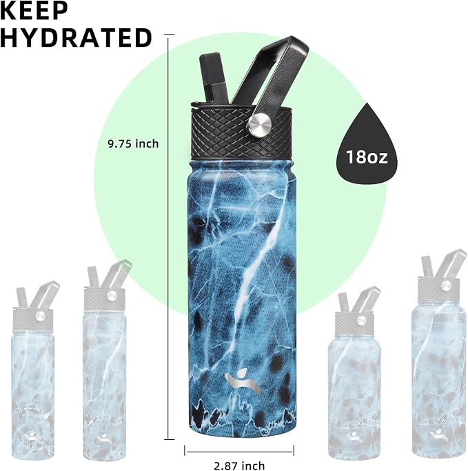 Konokyo 18 oz Insulated Water Bottle Stainless Steel Sport Bottles - Image 5
