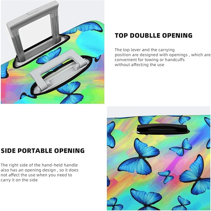 Butterfly Print Elastic Luggage Cover, Colorful Rainbow Suitcase Protector - Image 5