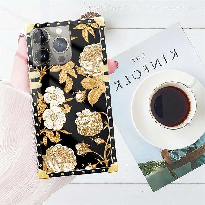 Compatible with iPhone 14 Pro Max Case, Blooming Rose Golden Flower Luxury - Image 7