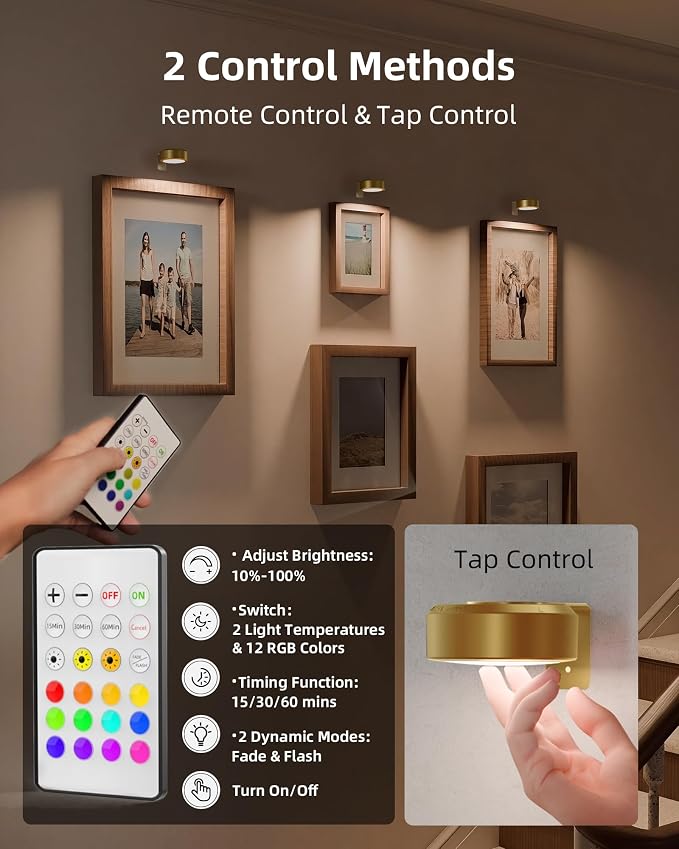 EZVALO Picture Lights for Wall, Rechargeable Battery Magnetic Poster Lights - Image 5