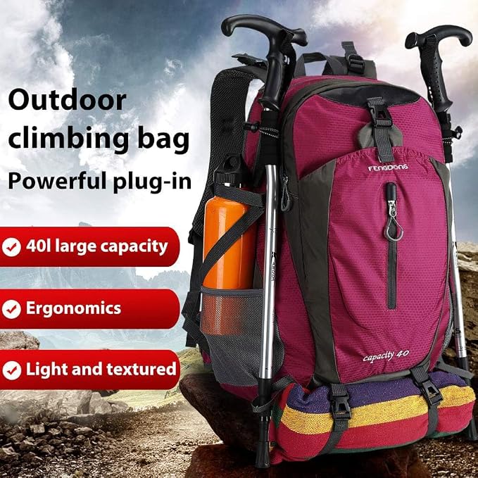FENGDONG 40L Waterproof Lightweight Hiking, Travel Backpack - Image 4