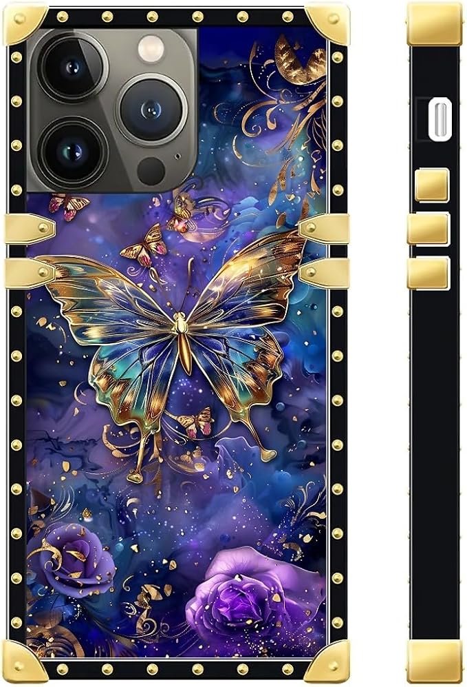 Compatible with iPhone 13 Pro Max Case, Glistening Golden Butterfly Vibrant - Image 3