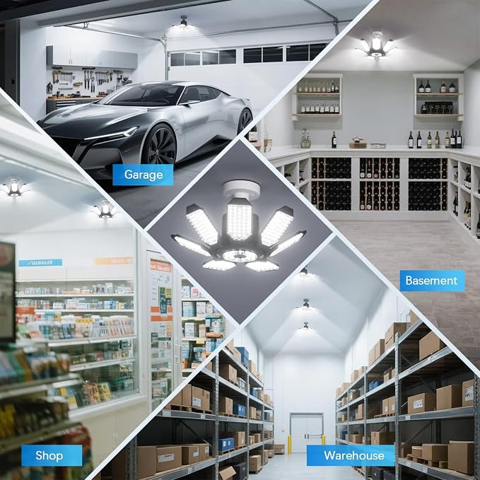 TANBABY 2 Pack LED Garage Lights, 250W Deformable Garage Light Bulb, Total - Image 8