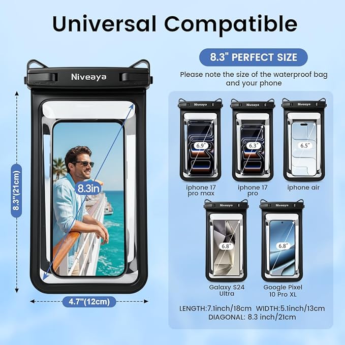 Niveaya Double Space Waterproof Phone Pouch, IPX8 Phone Case - Image 3