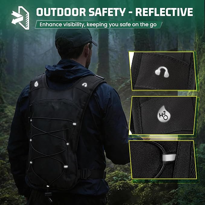 RAINSMORE Hydration Vest with 2L Water Bladder Lightweight Reflective Chest Pack - Image 7