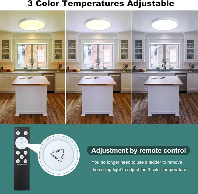 2 Pack ZSYUBO 12 Inch Motion Sensor Ceiling Light Wired, 24w Flush Mount Light - Image 4