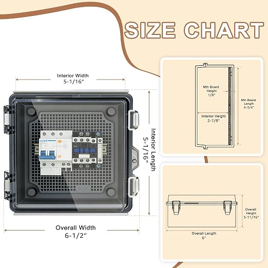 Nineleaf IP67 Waterproof Electrical Junction Box, 5.9"x5.9"x3.5" ABS Plastic - Image 7