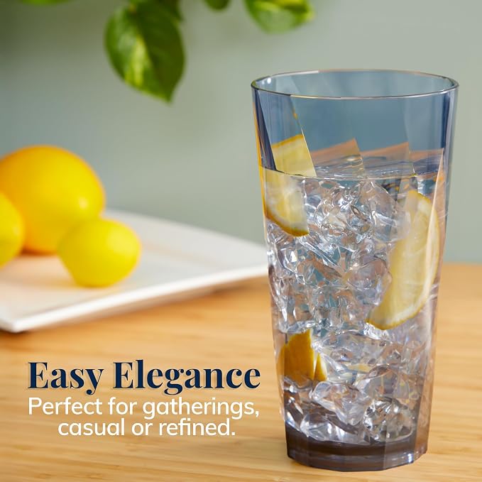 US Acrylic Optix Plastic Reusable Drinking Glasses 20oz Water Cups in Coastal - Image 5