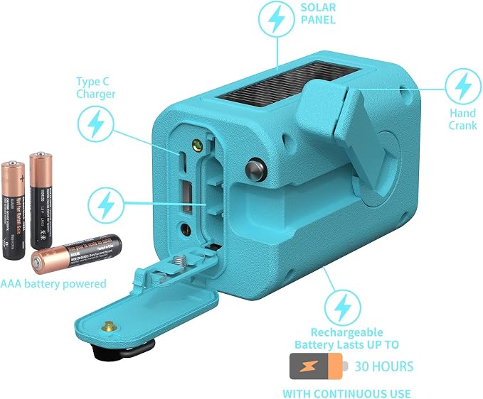 【2025 Newest】 Emergency Crank Weather Radio, NOAA/AM/FM Portable Solar Radio - Image 3