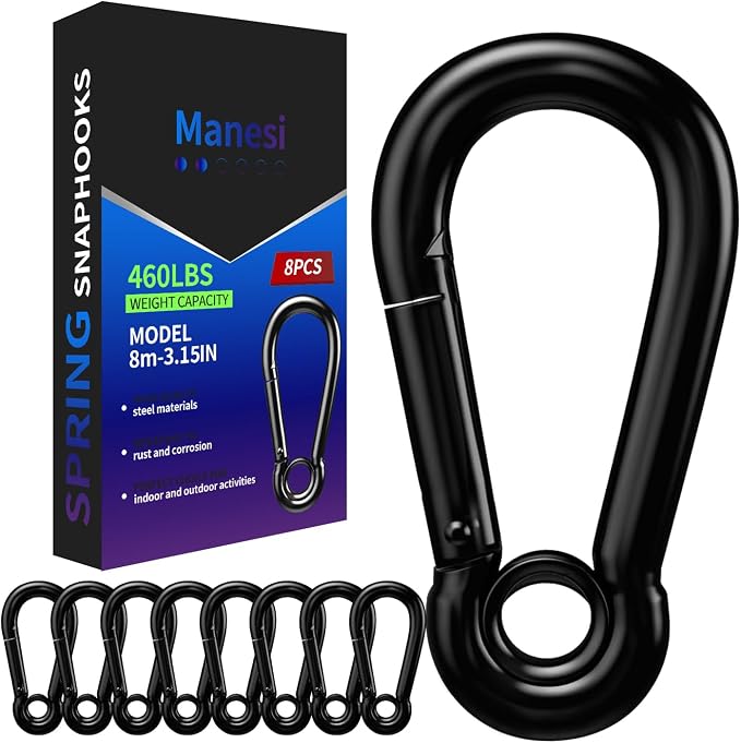 Spring Snap Hooks, Heavy Duty Rope Connector, Quick Link Carabiners Spring Snap by Manesi