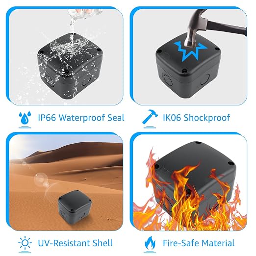 SuperInk Waterproof Black Junction Box, IP66 Outdoor Electrical Enclosure - Image 5