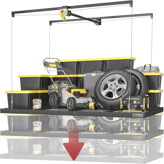 Garage Ceiling Storage Racks – 4x8 FT Overhead Garage Storage Rack by Unknown