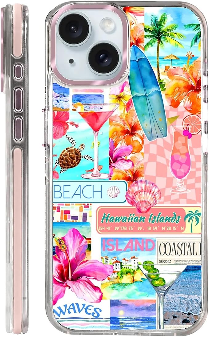 Case for iPhone 13/14, Coastal Beach Cover Coquette Collage Phone Case by Toulas