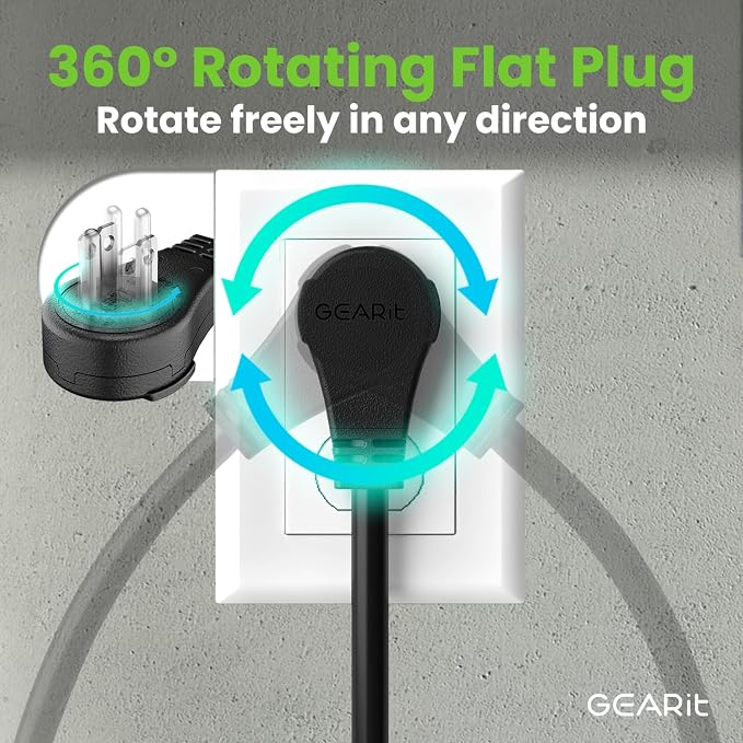 GEARit 10 Ft Extension Cords 16/3 Gauge 360° Rotating Plug Outdoor/Indoor SJTW - Image 7