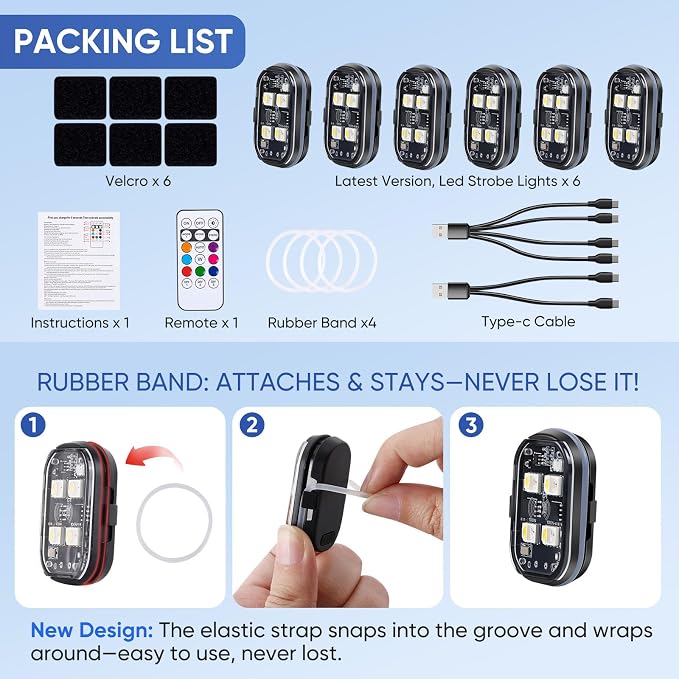 Upgraded 4LEDs 6PCS Wireless LED Strobe Lights - Image 7