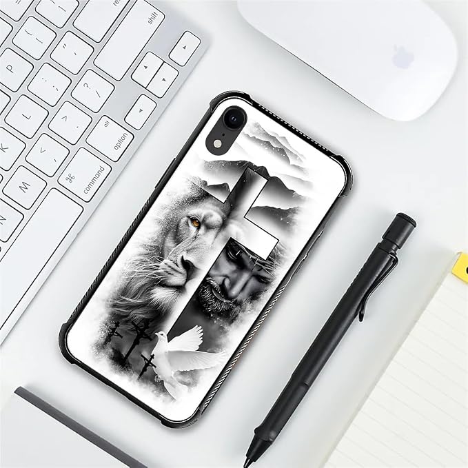 for iPhone XR Case, Lion Cross Jesus Christ Dove Pattern Graphic Design Girl - Image 7