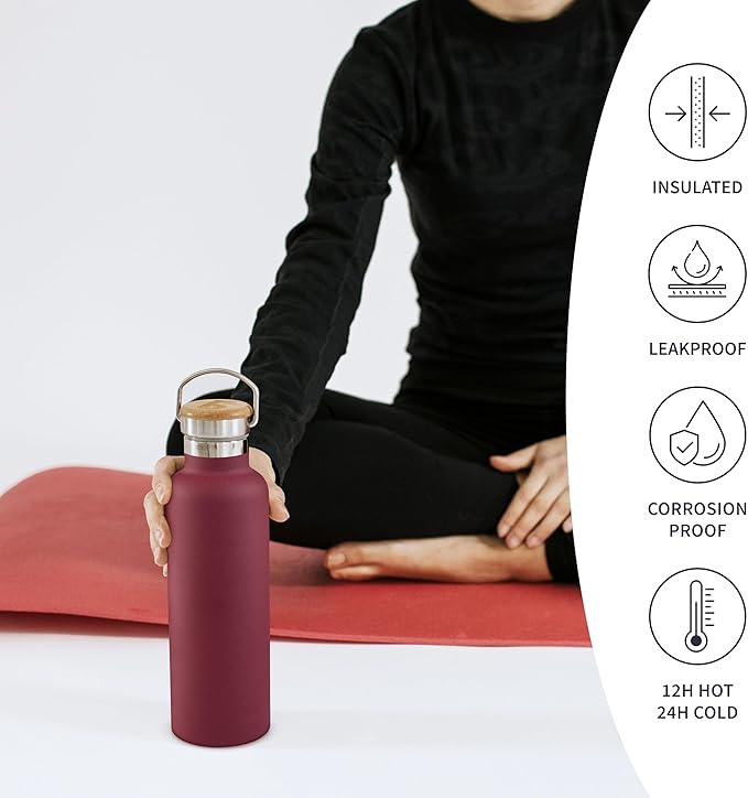 Bambaw 24 oz Insulated Water Bottle, Reusable Stainless Steel Water Bottles - Image 3