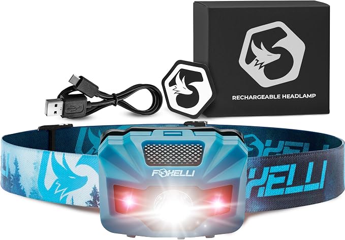 Foxelli USB‑C Rechargeable LED Headlamp – Ultra‑Light 2.4 oz & by FOXELLI