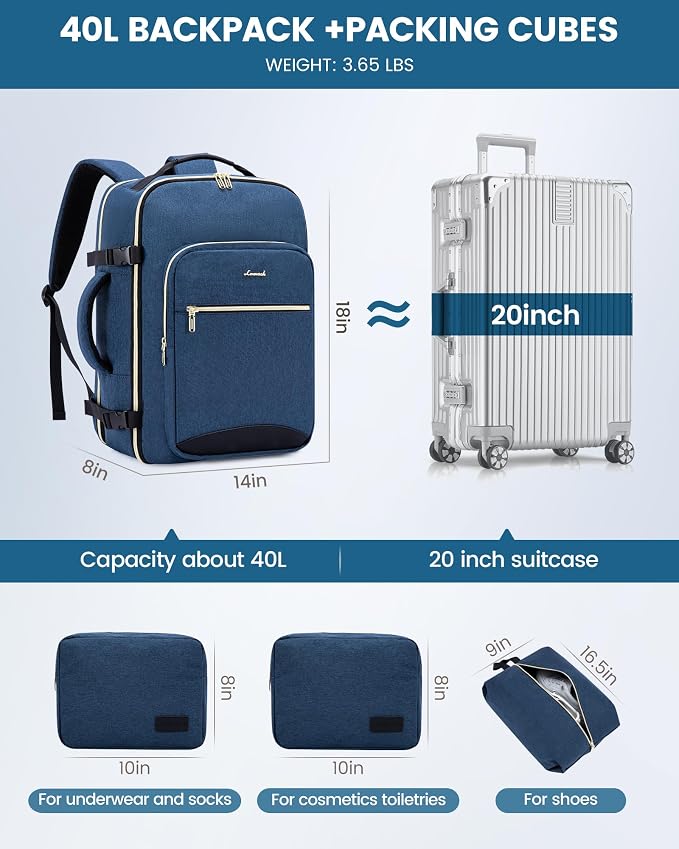 LOVEVOOK Travel Backpack for Women & Men 40L, Airline Approved Carry On - Image 5