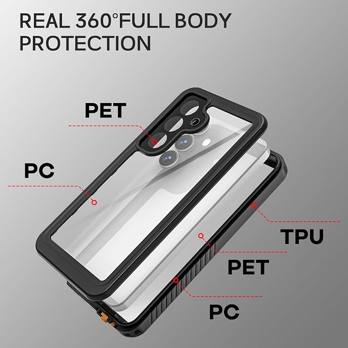 for Samsung Galaxy S25 Case, IP68 Waterproof Dustproof Case, Full Body Heavy - Image 5