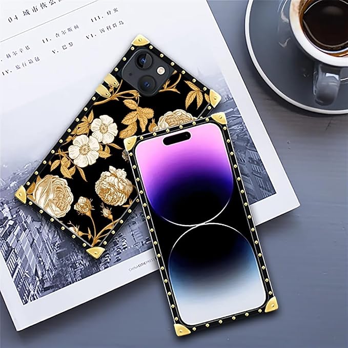 Compatible with iPhone 14 Case, Blooming Rose Golden Flower Luxury Golden - Image 6