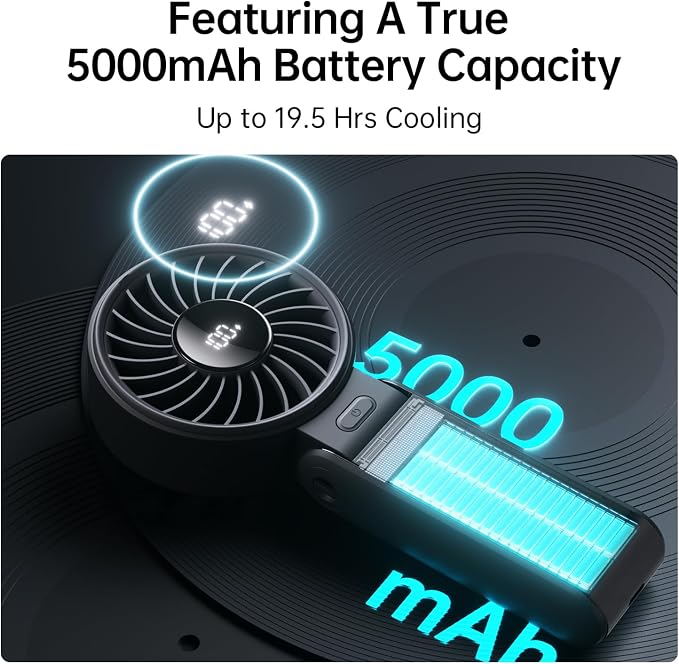 JISULIFE Handheld Fan Life7 – Ultimate Flexibility: Wide & Strong Airflow - Image 4