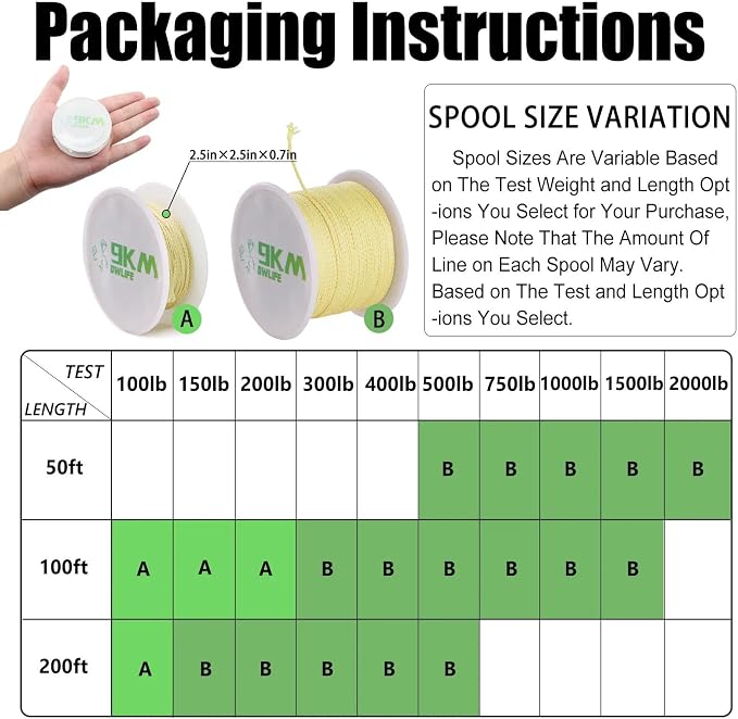 9KM DWLIFE Braided Kevlar Cord, 100lb~2000lb, High Tensile Strength, Flame - Image 4