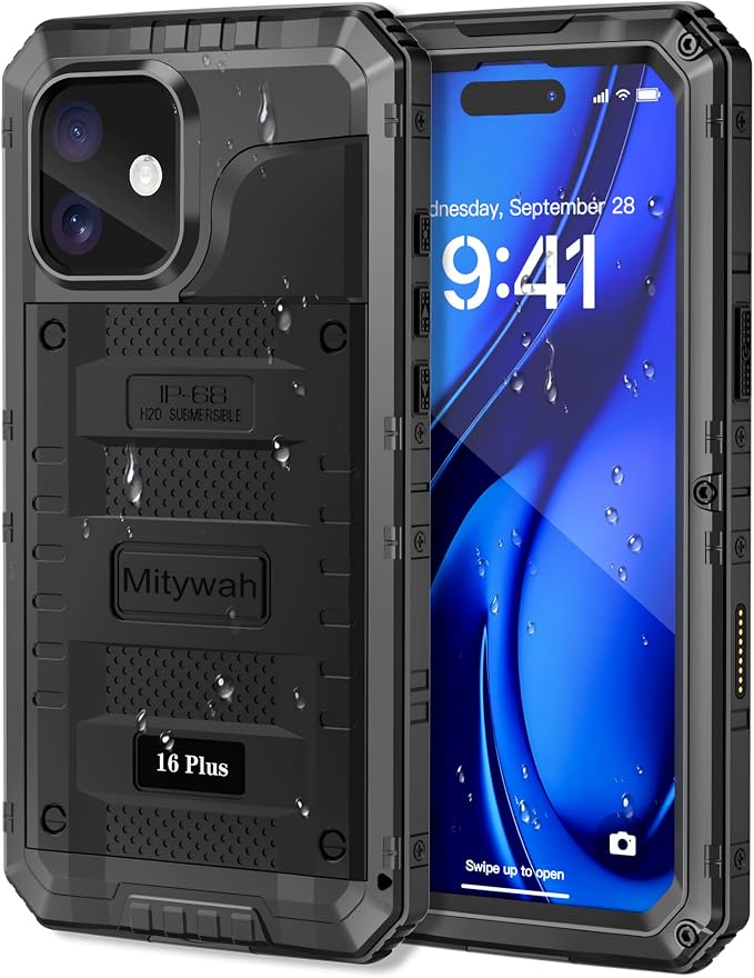 Mitywah Waterproof Case for iPhone 16 Plus, Shockproof Heavy Duty Case by Mitywah