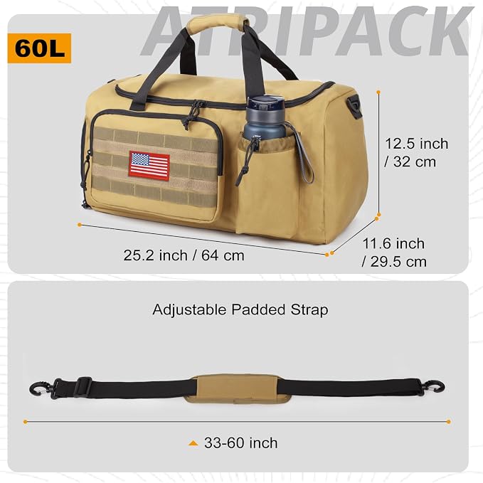 Tactical Gym Bag for Men, 60L Large Capacity Duffle Bags - Image 4