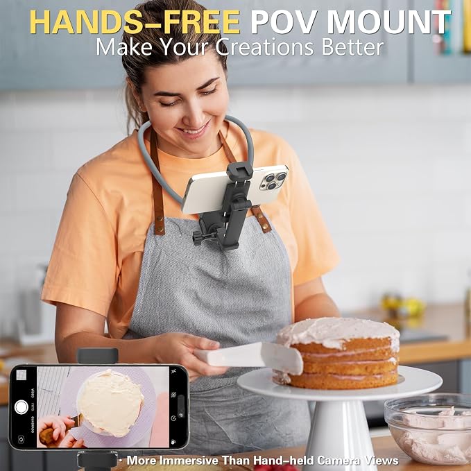 Beviliu Neck Phone Holder for Recording, Hands-Free POV/Vlog Neck Mount - Image 3