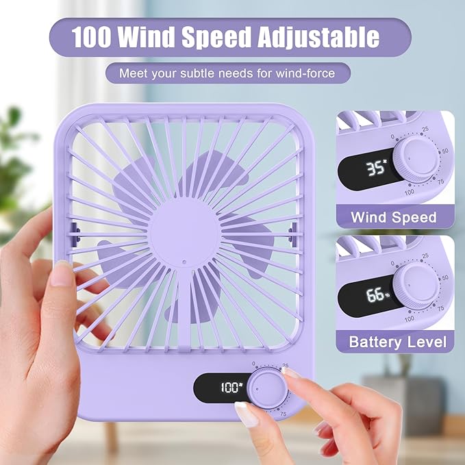 Small Fan Portable, 6.8 Inch Quiet Desk Fan Rechargeable - Image 2