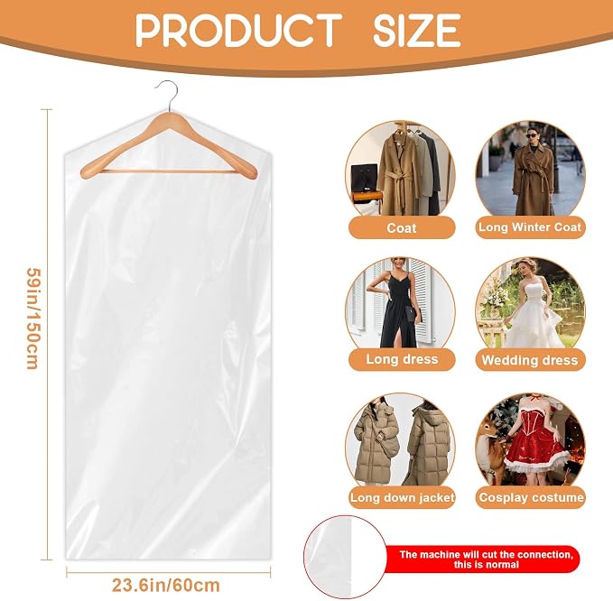 90 PCS Dry Cleaner Bags Plastic Clear 59 Inches, Garment Bags - Image 2