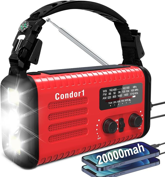 20000mAh Emergency Weather Radio, Solar Hand Crank Portable AM/FM/NOAA Radio by Accinouter