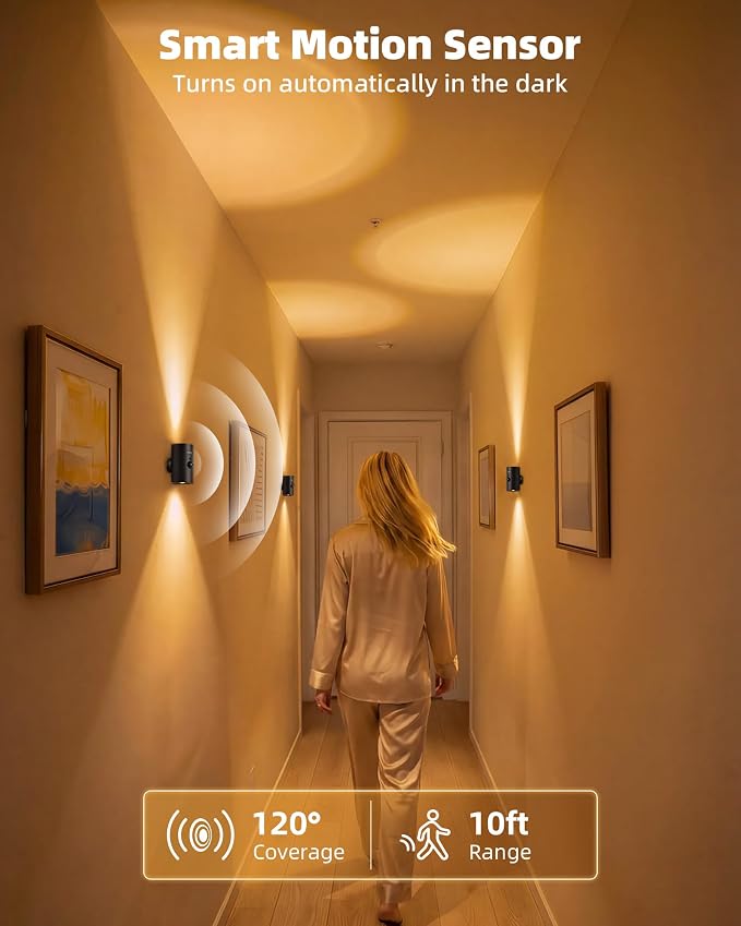 EZVALO Motion Sensor Wall Light, 4000mAh Rechargeable Battery Operated Wall - Image 3