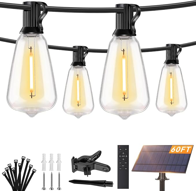 Brightever 60FT Solar String Lights Outdoor Waterproof, Patio Lights Solar by Brightever