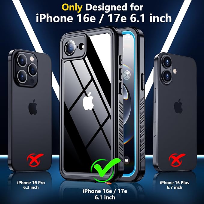 SPIDERCASE for iPhone 16e Case/iPhone 17e Case Waterproof, Built-in Screen & - Image 2