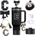 6pcs Black Stanley Cup Accessories Set, Bow Straw Topper by MOTEERLLU