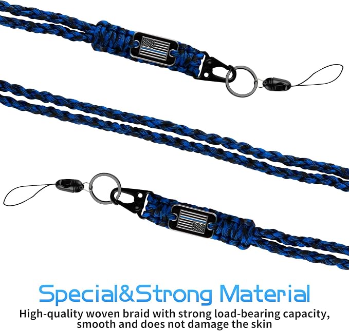 Thin Blue Line Paracord Key Lanyard - Image 4