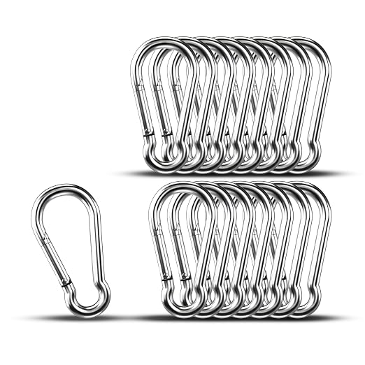 Small Carabiner Clip Hooks, 304 Stainless Steel Spring Snap Hook Fits Camping by KINLINK