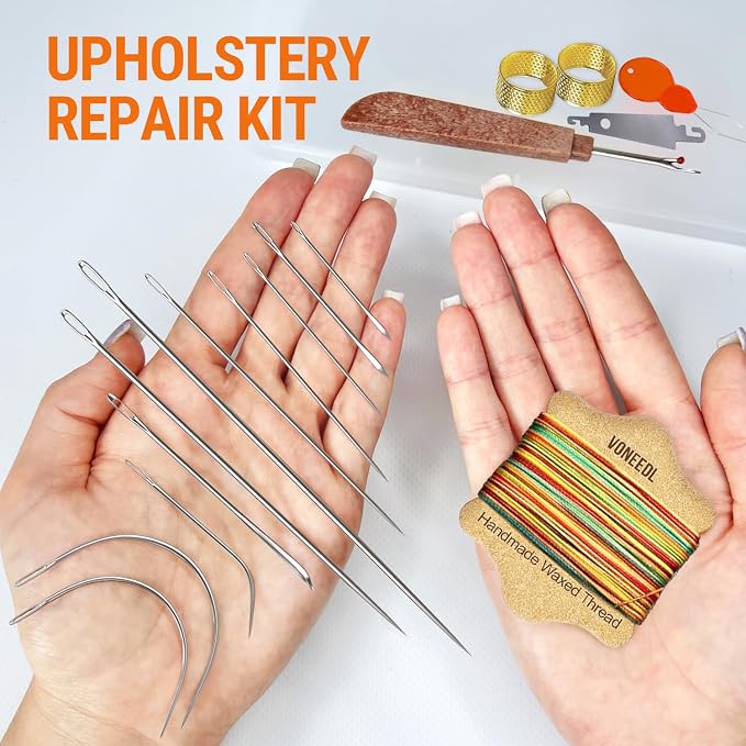 Upholstery Repair Kit: Waxed Sewing Thread & Heavy Duty Needles - Image 2