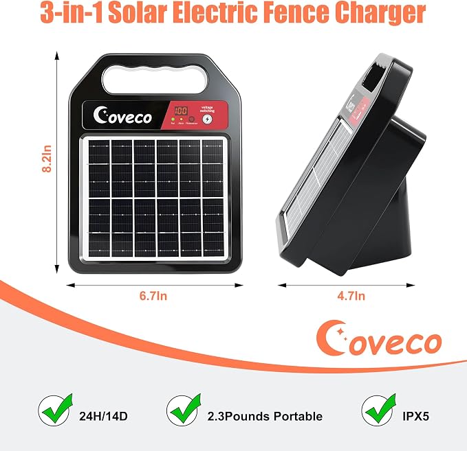 3in1 20Miles Solar Electric Fence Charger - Image 4