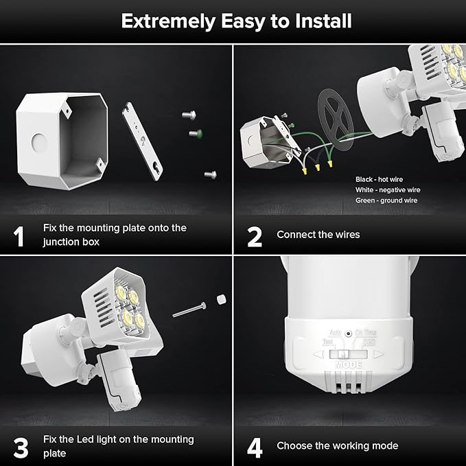 SANSI 36W 3600LM Motion Sensor Outdoor Lights, 000 Hrs Lifespan LED Flood Light - Image 6