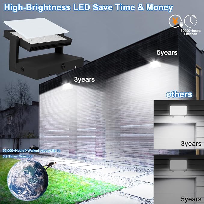 ledmo 150W Outdoor LED Flood Light Switch Control Full 360 Rotation Exterior - Image 7