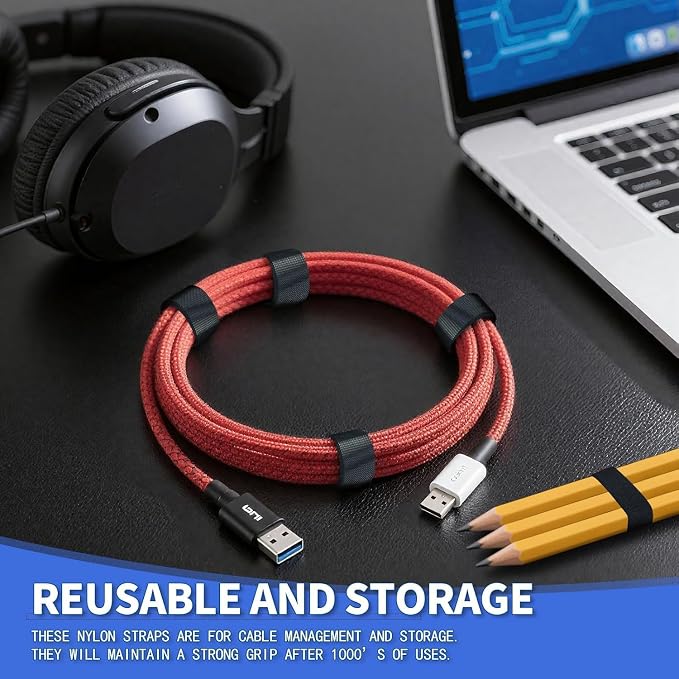 1In x 50Ft Reusable Cable Ties Hook and Loop Roll | Tie Down Straps, Nylon - Image 3