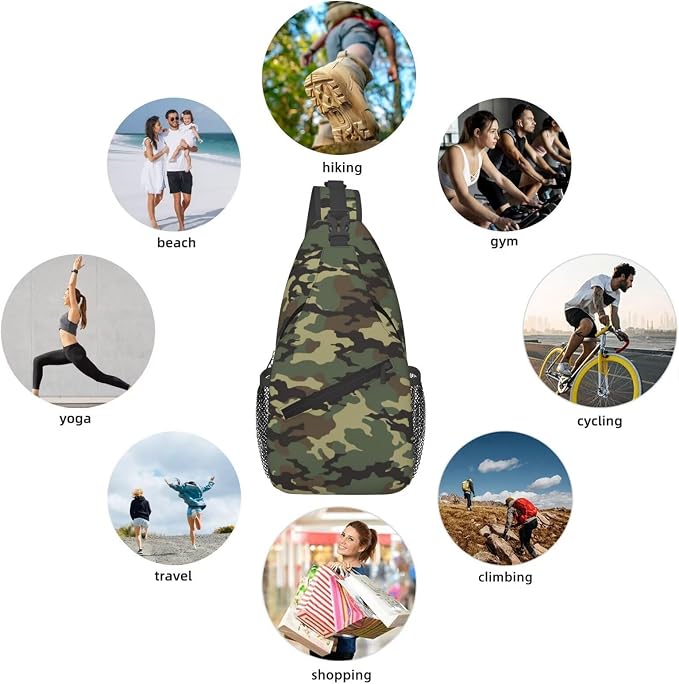 Camo Crossbody Sling Bags for Men Classic Green Brown Black Colors Camouflage - Image 5
