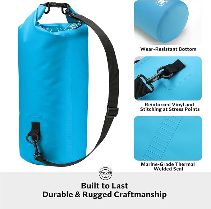 STOVER 5/10/25/30/40/55L Waterproof Dry Bag- Roll-Top Backpack w/Phone Case- - Image 3